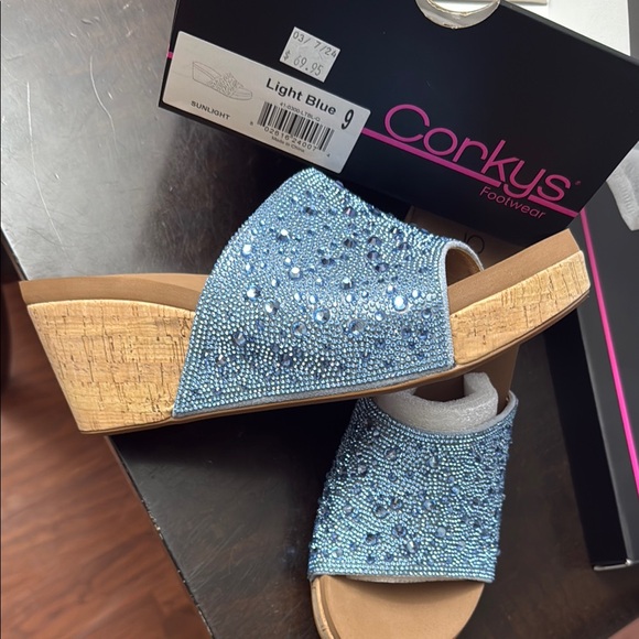 Corkys Blue Rhinestone Wedges - Picture 3 of 5